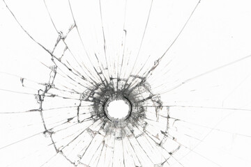 white background bullet hole on glass texture abstract window