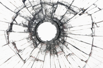 white background bullet hole on glass texture abstract window