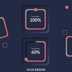 Orange progress bar on black background. ui ux vector elements, infographics, loading. user interface, Modern, rectangle, square