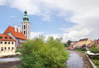 Vltava river in Cesky Krumlov. Czech Republic.