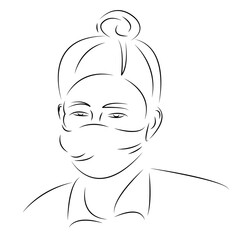 face of a woman in a respirator