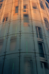modern facade in fading sunlight