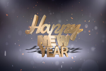 Christmas Celebration Sparkles Creates Happy New Year Text on Purple