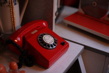 old red telephone