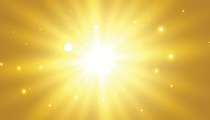 Golden background with glowing light effect rays design