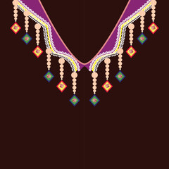 Geometric oriental pattern ethnic traditional flower necklace embroidery designs for women fashion backgrounds, wallpapers, clothes and wraps.