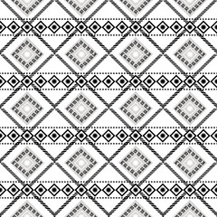 Black and white Navajo tribe vector seamless pattern with doodle elements. Aztec print abstract geometric art. Wallpaper, fabric design, fabric, paper, hand drawn textile.