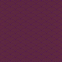 Seigaiha pattern with metallic effect, 3d rendering, ready for desktop wallpaper, design elements, clipart, fabric, wrapping paper, etc.