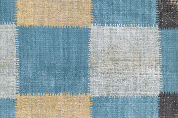 Fototapeta premium Cotton fabric texture background, seamless pattern with geometric ornament