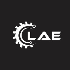 LAE letter technology logo design on black background. LAE creative initials letter IT logo concept. LAE setting shape design.

