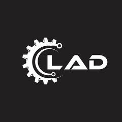 LAD letter technology logo design on black background. LAD creative initials letter IT logo concept. LAD setting shape design.
