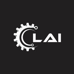 LAI letter technology logo design on black background. LAI creative initials letter IT logo concept. LAI setting shape design.

