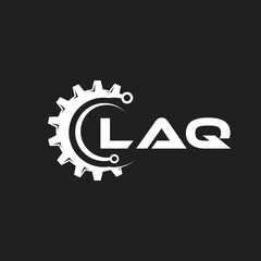 LAQ letter technology logo design on black background. LAQ creative initials letter IT logo concept. LAQ setting shape design.
