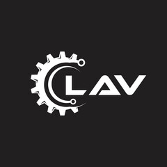 LAV letter technology logo design on black background. LAV creative initials letter IT logo concept. LAV setting shape design.
