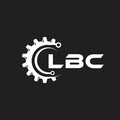 LBC letter technology logo design on black background. LBC creative initials letter IT logo concept. LBC setting shape design.

