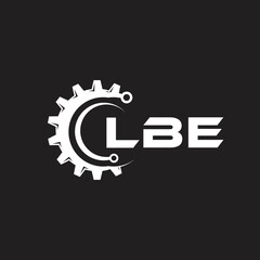 LBE letter technology logo design on black background. LBE creative initials letter IT logo concept. LBE setting shape design.
