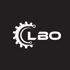 LBO letter technology logo design on black background. LBO creative initials letter IT logo concept. LBO setting shape design.
