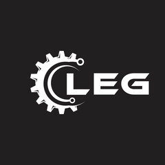 LEG letter technology logo design on black background. LEG creative initials letter IT logo concept. LEG setting shape design.
