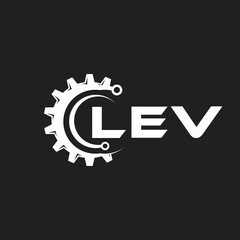 LEV letter technology logo design on black background. LEV creative initials letter IT logo concept. LEV setting shape design.
