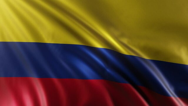 The waving flag of Colombia in the best quality with a slow motion fabric texture. 4K loop animation.