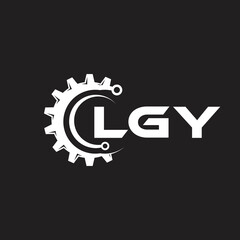 LGY letter technology logo design on black background. LGY creative initials letter IT logo concept. LGY setting shape design.
