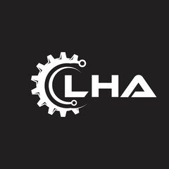 LHA letter technology logo design on black background. LHA creative initials letter IT logo concept. LHA setting shape design.
