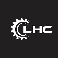 LHC letter technology logo design on black background. LHC creative initials letter IT logo concept. LHC setting shape design.
