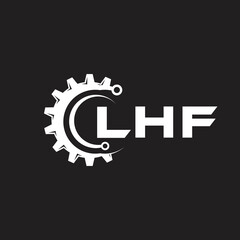 LHF letter technology logo design on black background. LHF creative initials letter IT logo concept. LHF setting shape design.
