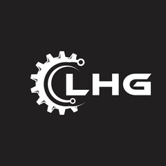 LHG letter technology logo design on black background. LHG creative initials letter IT logo concept. LHG setting shape design.
