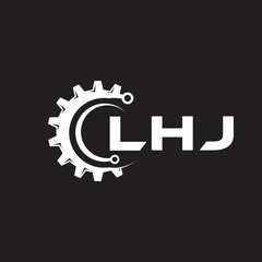 LHJ letter technology logo design on black background. LHJ creative initials letter IT logo concept. LHJ setting shape design.
