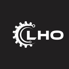 LHO letter technology logo design on black background. LHO creative initials letter IT logo concept. LHO setting shape design.
