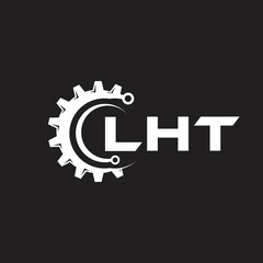 LHT letter technology logo design on black background. LHT creative initials letter IT logo concept. LHT setting shape design.
