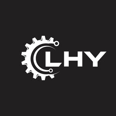 LHY letter technology logo design on black background. LHY creative initials letter IT logo concept. LHY setting shape design.
