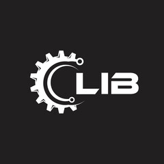 LIB letter technology logo design on black background. LIB creative initials letter IT logo concept. LIB setting shape design.
