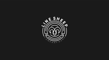 Line art Sheep vector icon animal logo design illustration