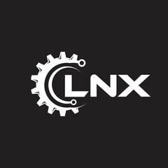 LNX letter technology logo design on black background. LNX creative initials letter IT logo concept. LNX setting shape design.
