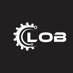 LOB letter technology logo design on black background. LOB creative initials letter IT logo concept. LOB setting shape design.
