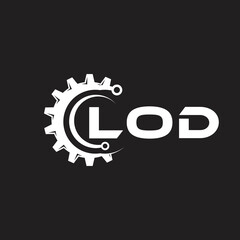 LOD letter technology logo design on black background. LOD creative initials letter IT logo concept. LOD setting shape design.
