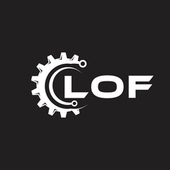 LOF letter technology logo design on black background. LOF creative initials letter IT logo concept. LOF setting shape design.
