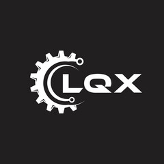 LQX letter technology logo design on black background. LQX creative initials letter IT logo concept. LQX setting shape design.
