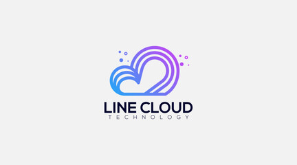 Line Art cloud logo design vector icon