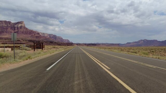Driving Plate Grand Canyon East Rim Vermilion Cliffs Highway 89A Northbound Multicam Set 09 Rear View Arizona Southwest USA
