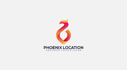 creative vector of phoenix as a pin spot locator logo design