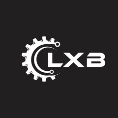 LXB letter technology logo design on black background. LXB creative initials letter IT logo concept. LXB setting shape design.
