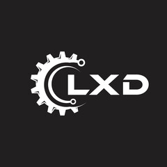 LXD letter technology logo design on black background. LXD creative initials letter IT logo concept. LXD setting shape design.
