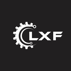 LXF letter technology logo design on black background. LXF creative initials letter IT logo concept. LXF setting shape design.

