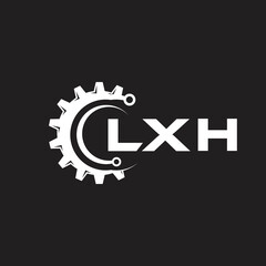LXH letter technology logo design on black background. LXH creative initials letter IT logo concept. LXH setting shape design.
