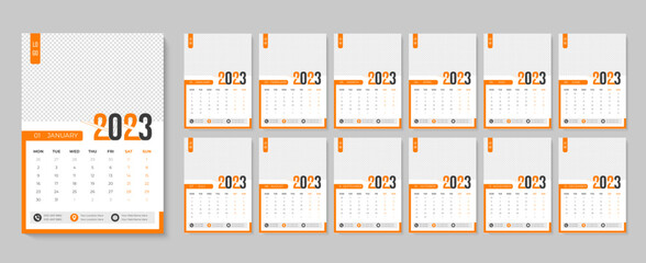 2023 wall calendar design, daily and monthly printable business calendars template