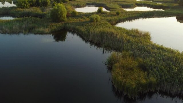  Delta Vacaresti Swamp and lakes in the sunset