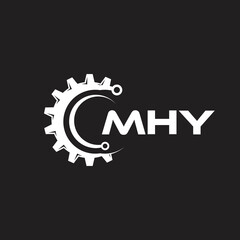 MHY letter technology logo design on black background. MHY creative initials letter IT logo concept. MHY setting shape design.
